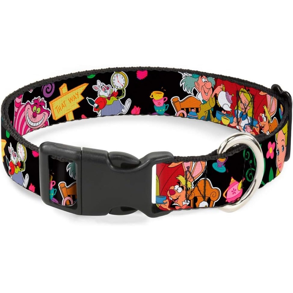 Buckle-Down Plastic Clip Collar Alice's Encounters in Wonderland - 1/2" Wide Med